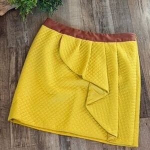 Anthropologie HD in Paris Lemon Petal Quilted Pleated Lined Skirt 10